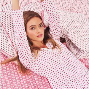 Roller Rabbit, The Original Hearts Print Henley Long Sleeve Pajamas, M